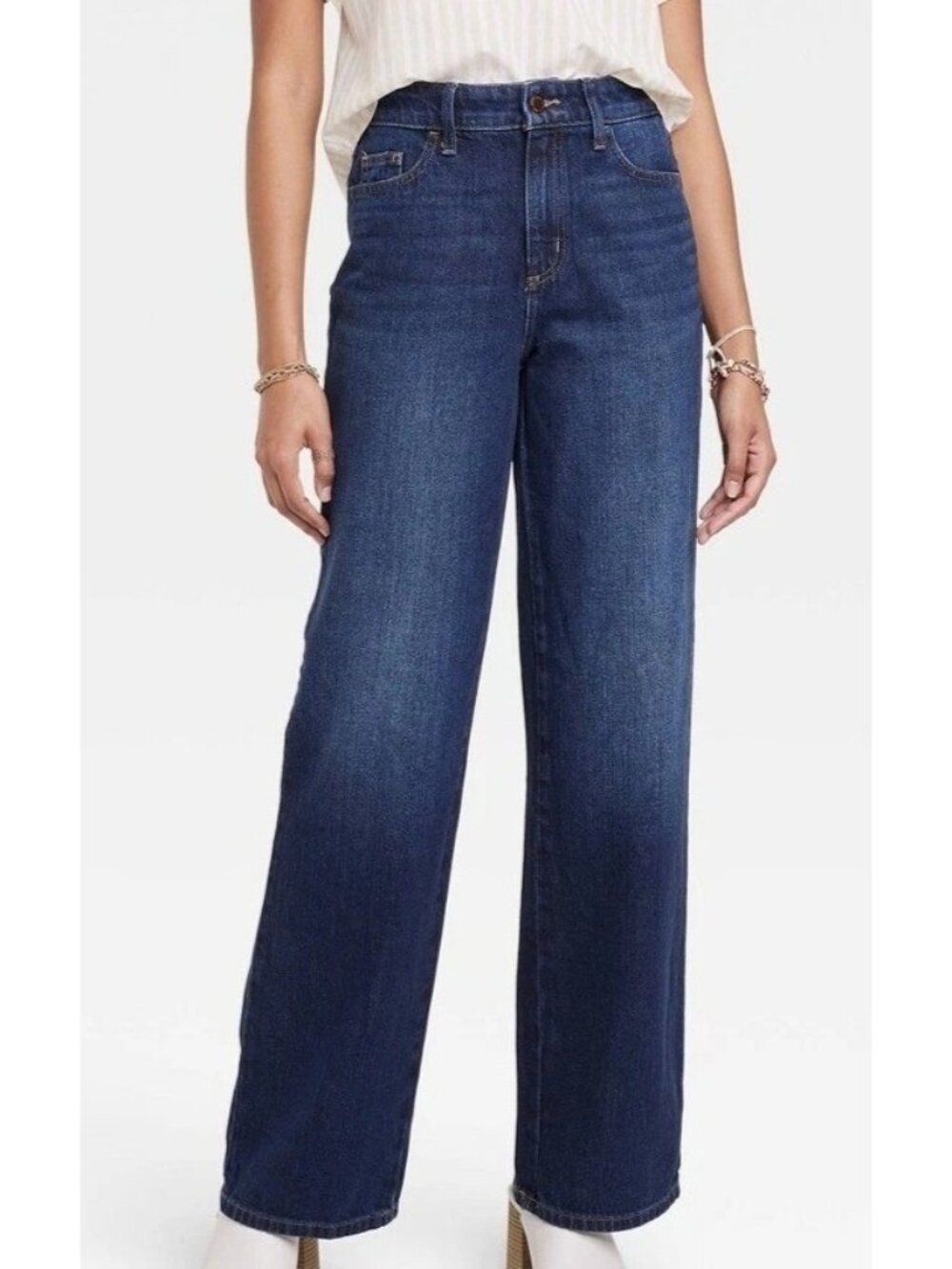 NWT Well Worn Women’s 8/29 Wide Leg High Rise Jeans Dark Wash Blue Denim
